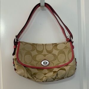 Coach Hobo Stylish Tan and Pink Women's Bag